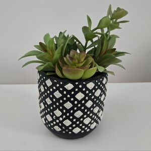 Bohemian Ceramic Planter With Artificial Succulents